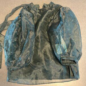 Cece Green Bubble Sleeve Chiffon Shirt